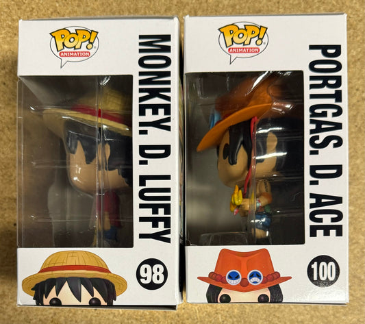 Funko Pop! Brothers Monkey D. Luffy & Portgas D Ace #98 #100 One Piece Set Of 2