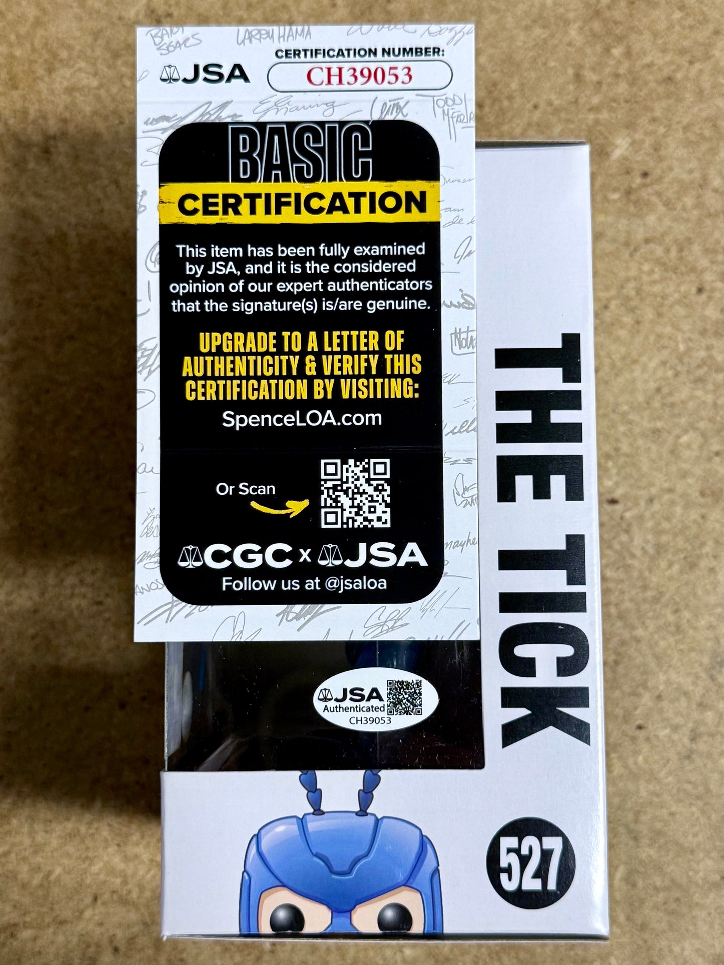 Patrick Warburton Signed The Tick Funko Pop! #527 SDCC 2017 Glow Summer Exclusive With JSA COA