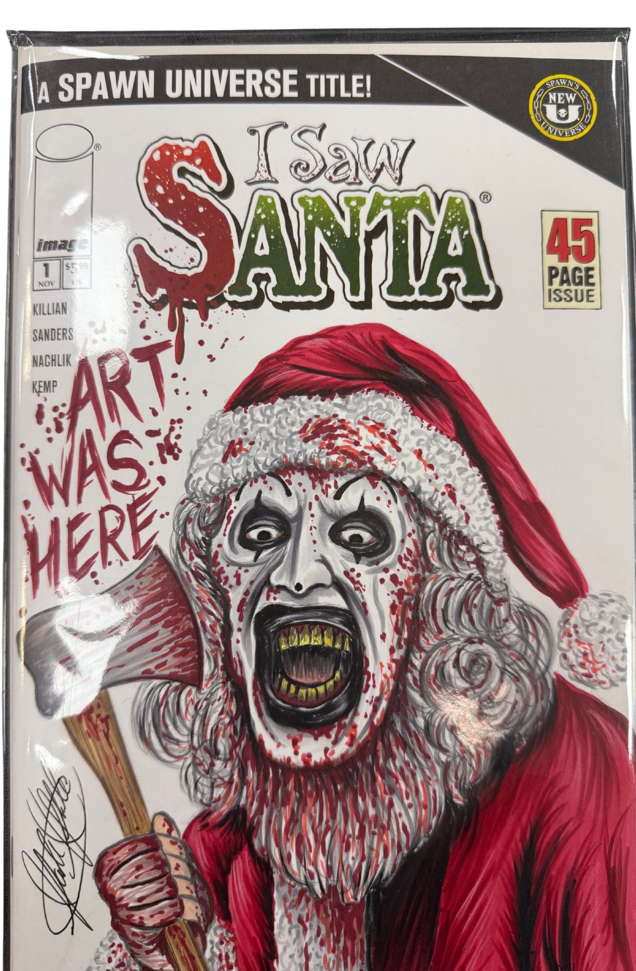 ART THE CLOWN FULL COLOR SKETCH BY SCOTT STRAKA ON A I SAW SANTA BLANK #1