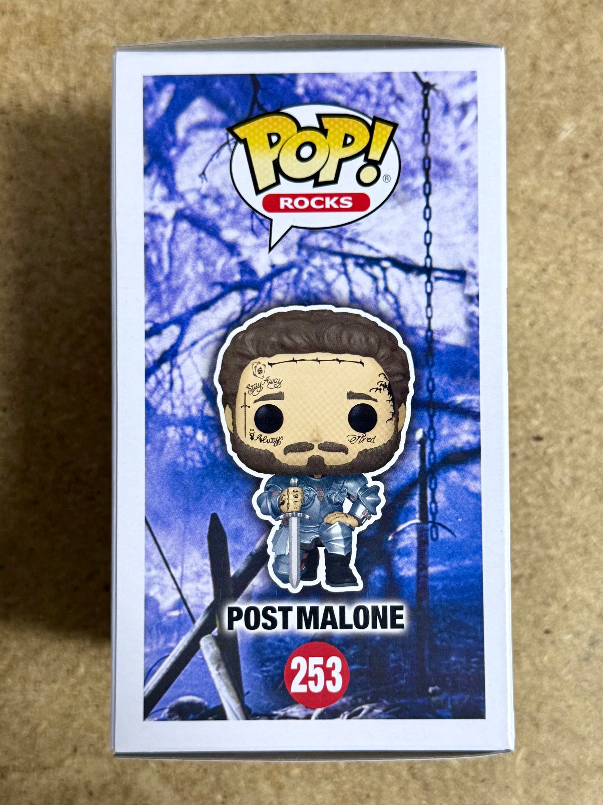 Post Malone Signed Vaulted Knight Armor (Circles Music Video) Funko Pop! #253 With JSA COA
