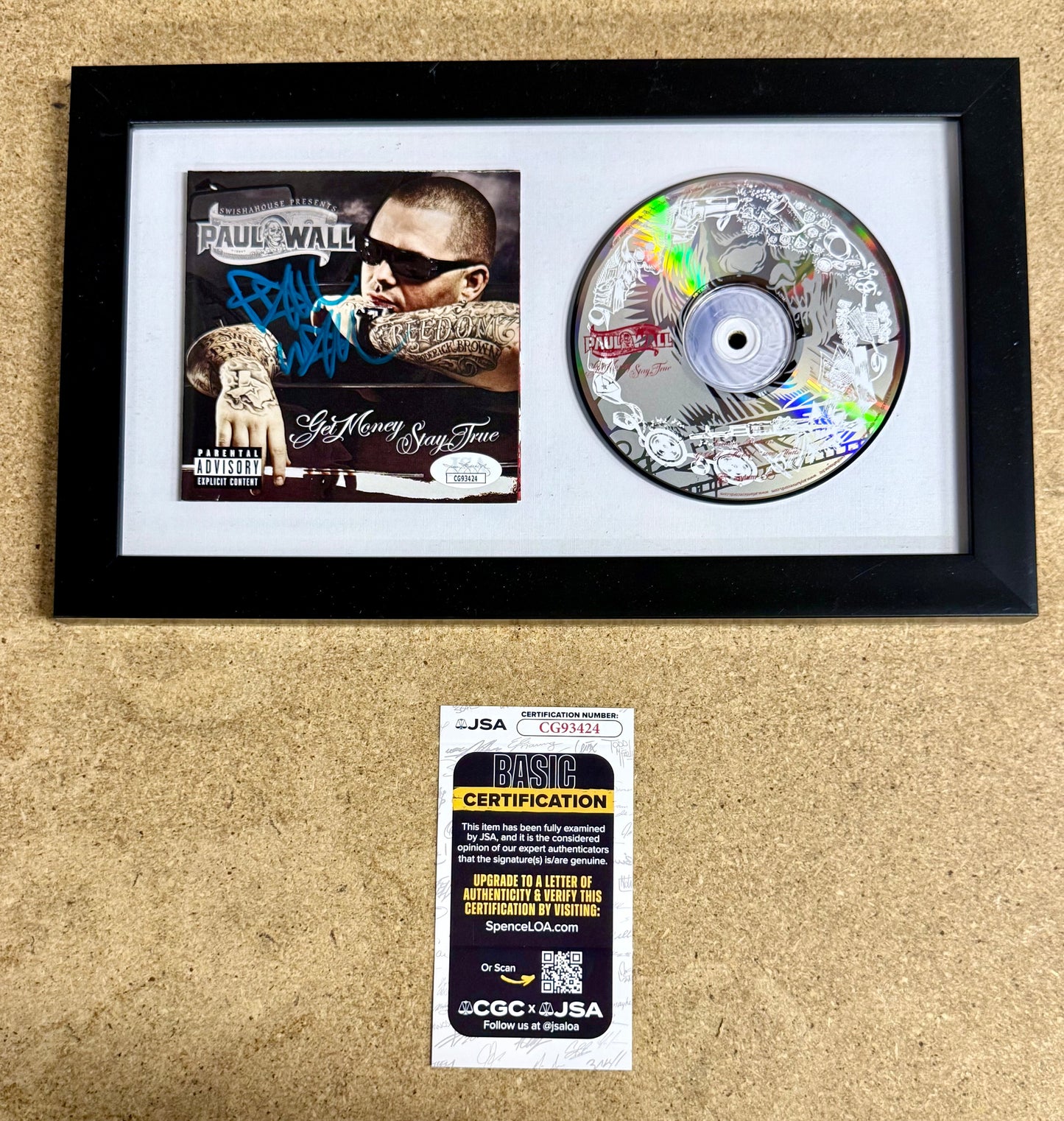 Rapper Paul Wall Signed “Get Money, Stay True” (2007) Framed CD With JSA COA