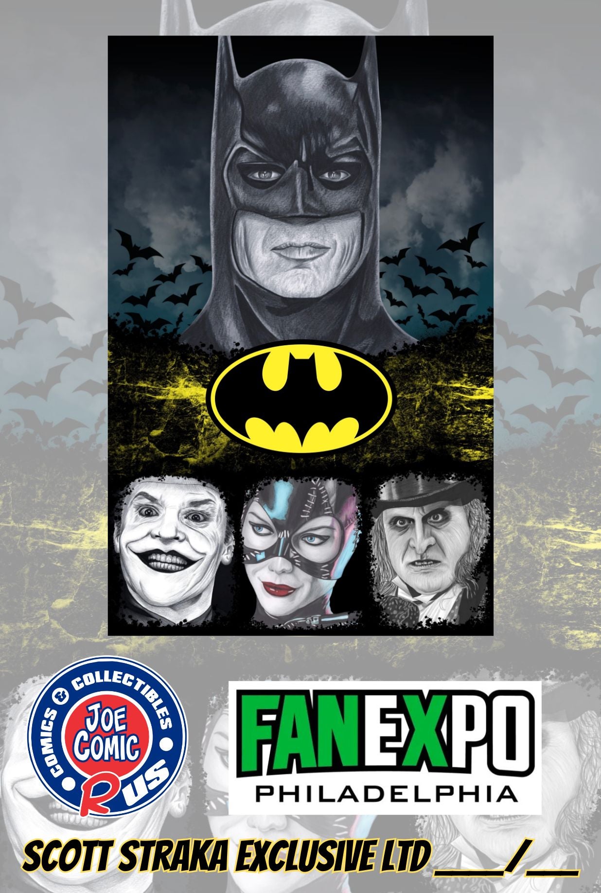 MICHAEL KEATON BATMAN COLLAGE FOIL BY SCOTT STRAKA LTD 25 W/COA