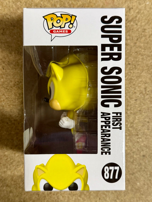 Funko Pop! Games Glow Super Sonic First Appearance #877 SDCC 2022 Official Sticker Con Exclusive