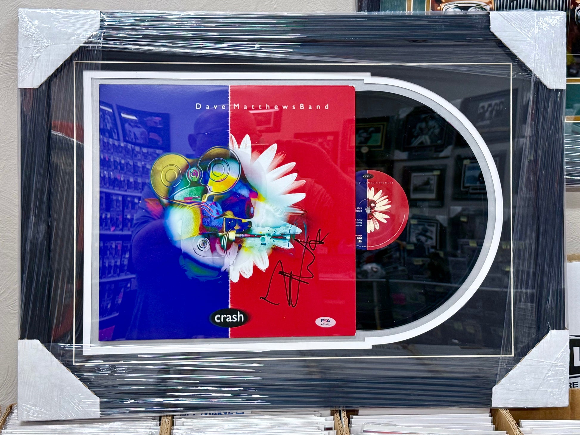 Dave Matthews Band Lead Singer Dave Signed & Custom Framed Album “Crash” Vinyl With PSA COA