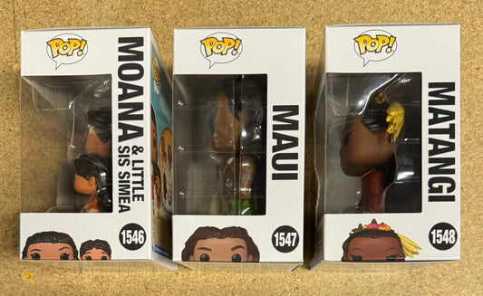 Funko Pop! Disney Moana & Little Sis Simea, Maui & Matangi “Moana 2” Set Of 3