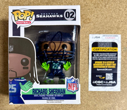 Richard Sherman Signed NFL Seattle Seahawks Vaulted Funko Pop! #02 With JSA COA