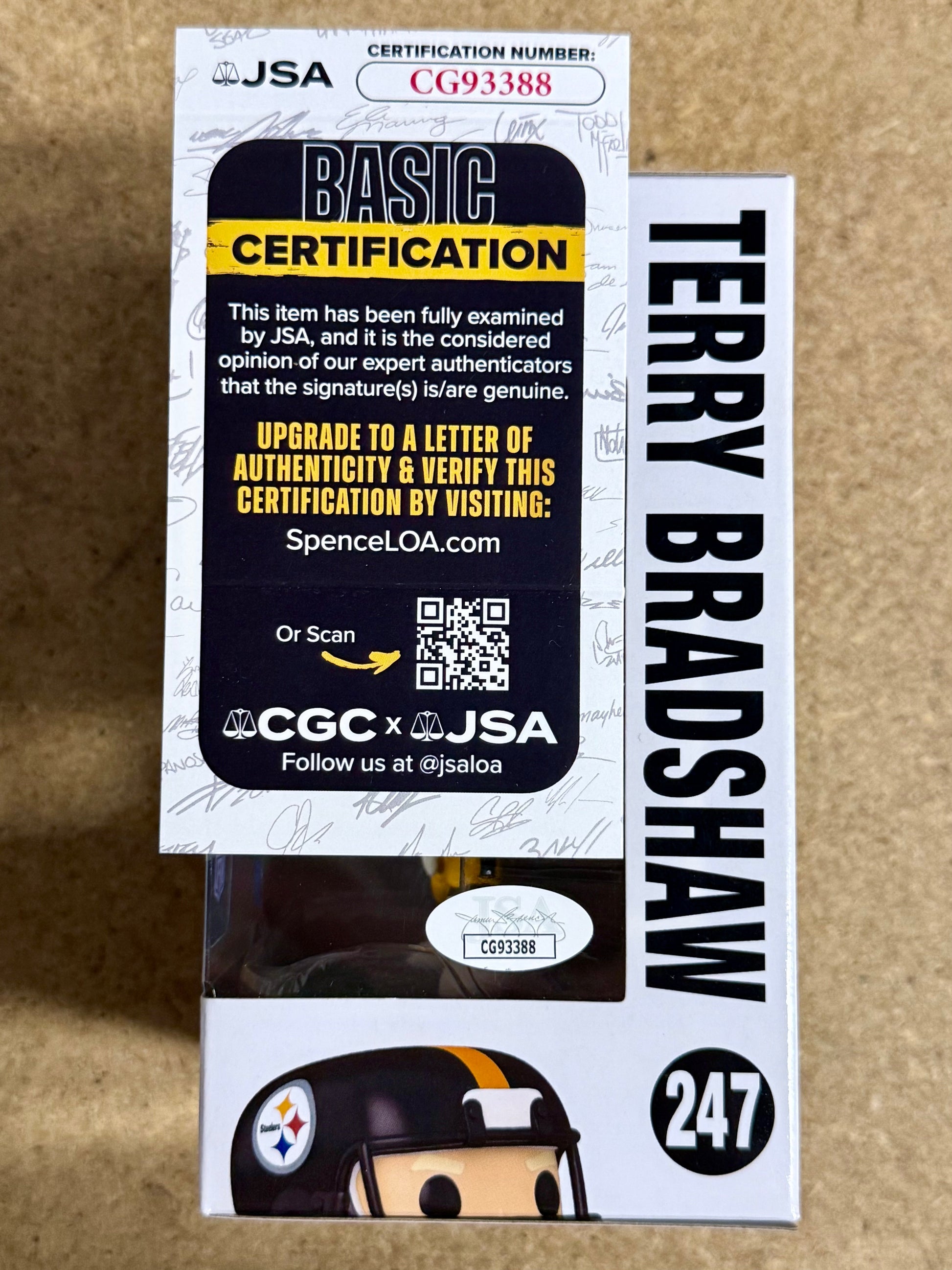Terry Bradshaw Signed NFL Pittsburgh Steelers Funko Pop! #247 With JSA COA