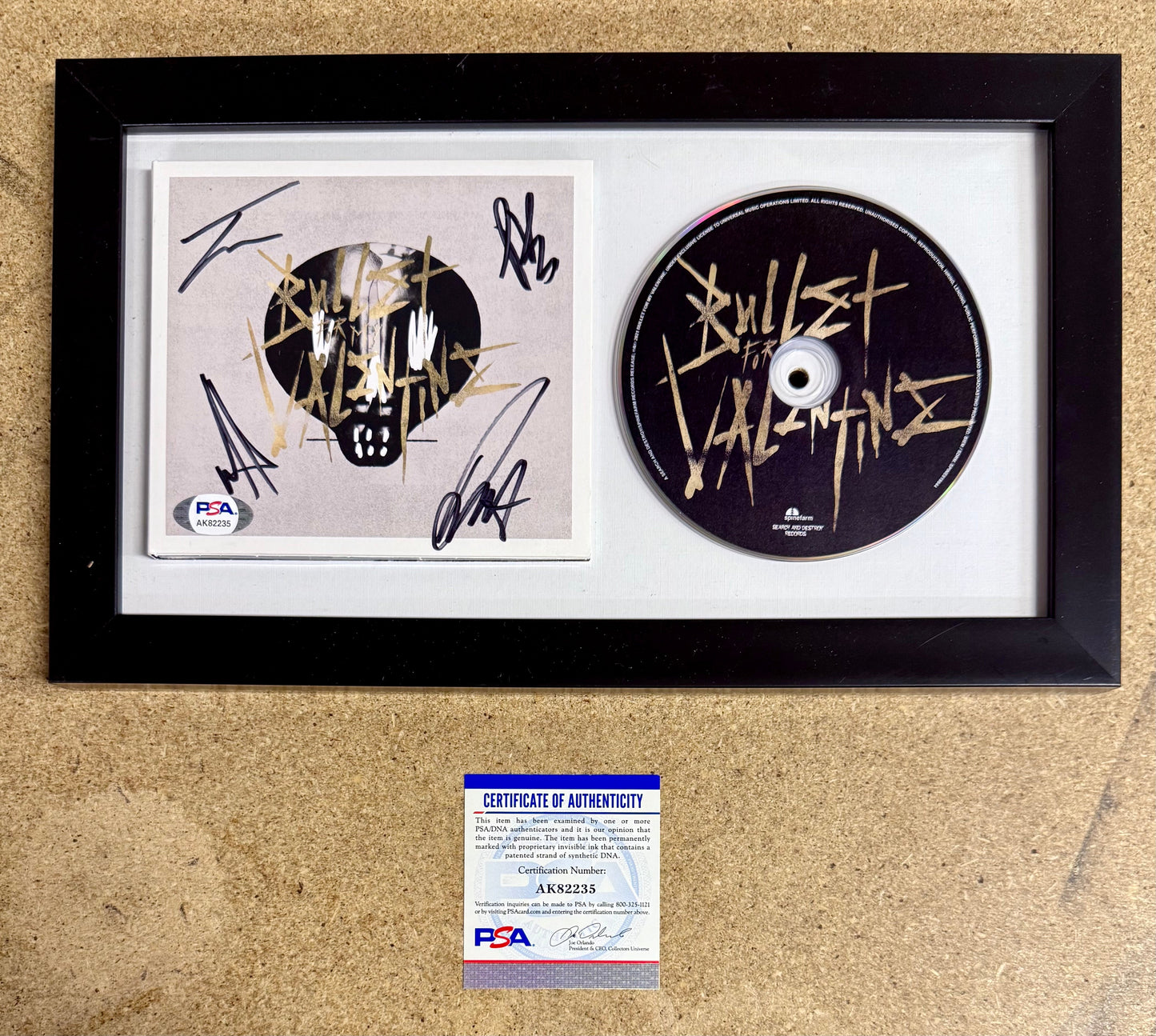 Bullet For My Valentine Complete Band Signed (2022) Framed CD With PSA COA
