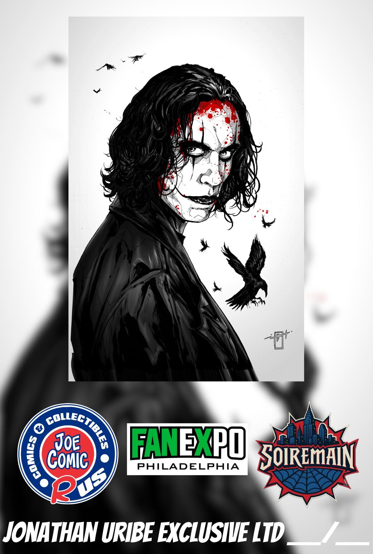 CROW EMBOSSED COLOR SPLASH METAL BY JONATAH URIBE LTD 10 W/COA