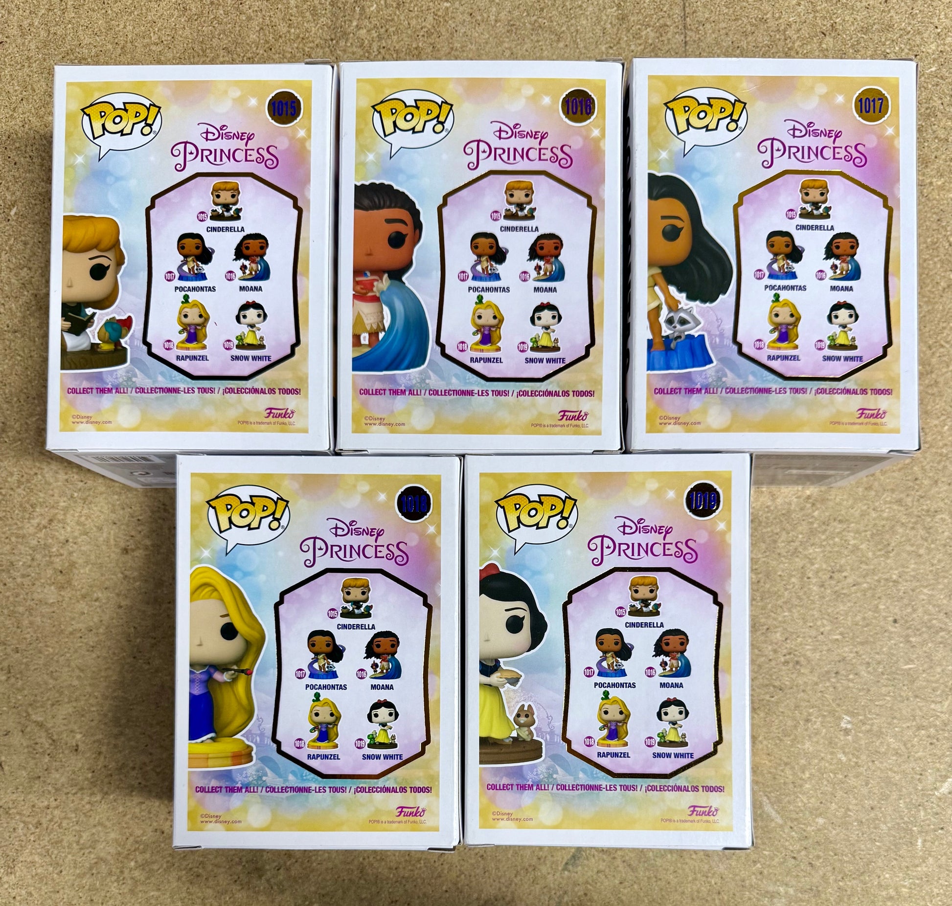 Funko Pop! Disney Ultimate Princess Moana, Snow White, Rapunzel, Cinderella & Pocahontas Complete Set Of 5