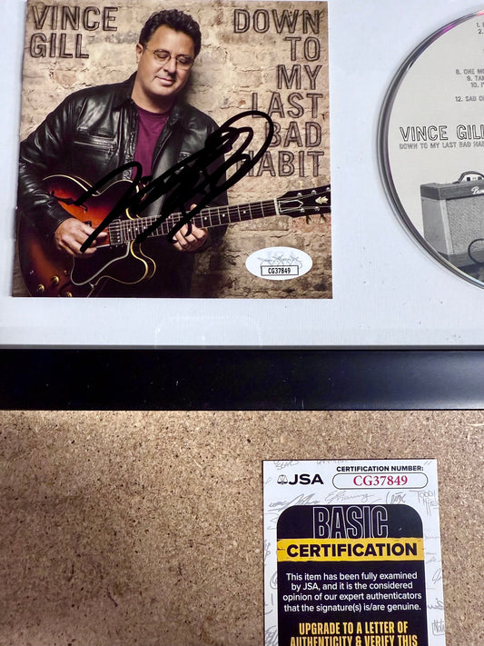 Vince Gill Framed & Signed “Down To My Last Bad Habit” (2016) CD Booklet With JSA COA