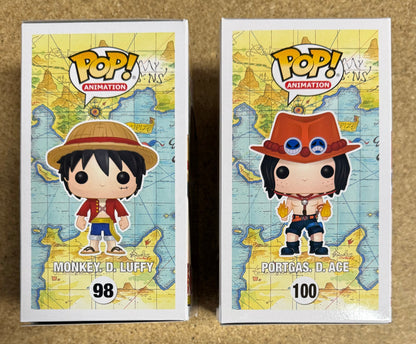 Funko Pop! Brothers Monkey D. Luffy & Portgas D Ace #98 #100 One Piece Set Of 2