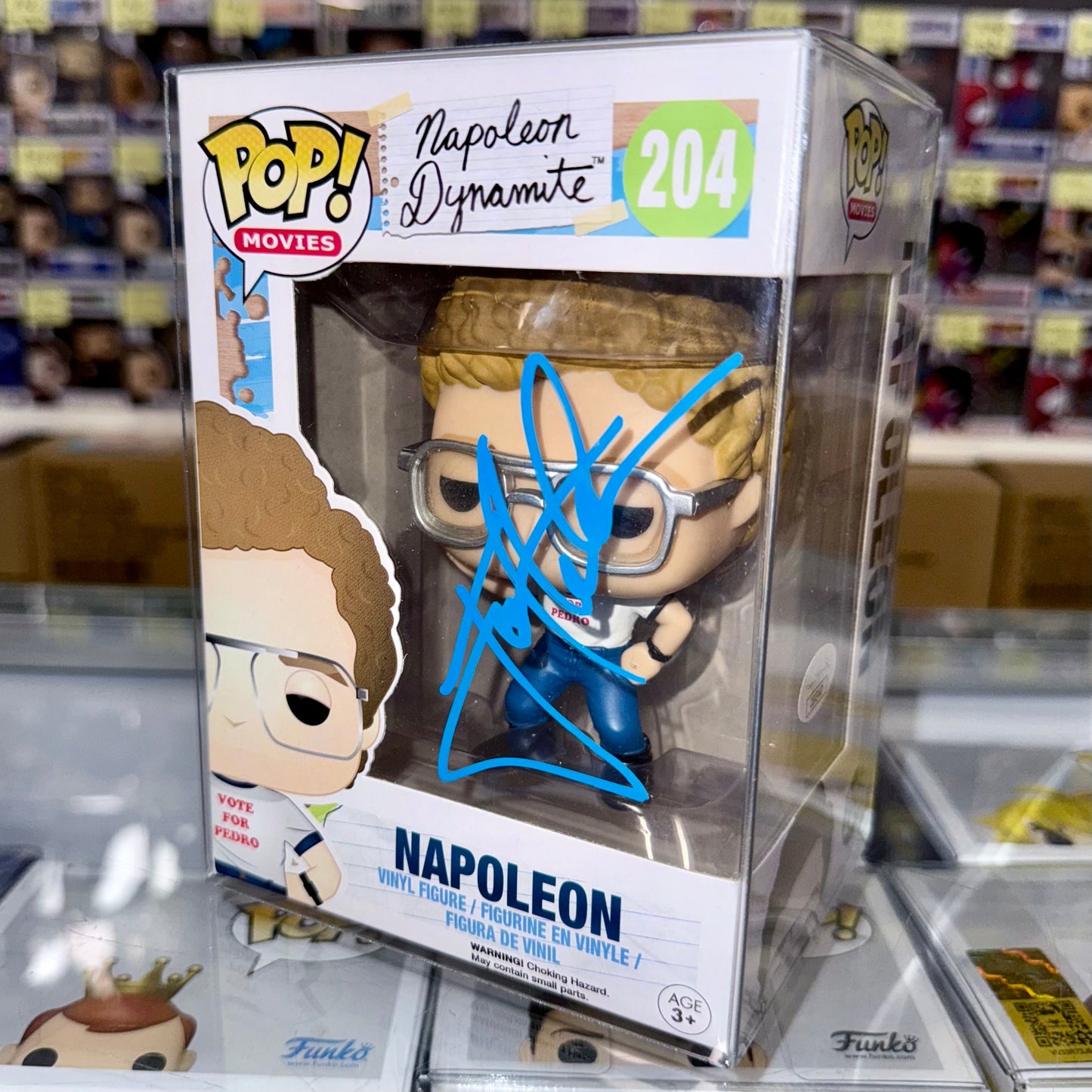 Jon Heder Signed Napoleon Dynamite Vaulted Funko Pop! #204 With JSA COA