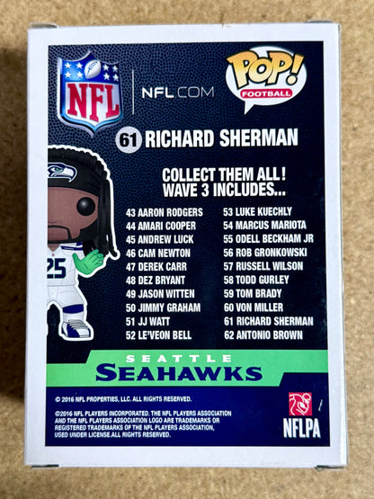 Richard Sherman Signed NFL Seattle Seahawks Vaulted Funko Pop! #61 With JSA COA