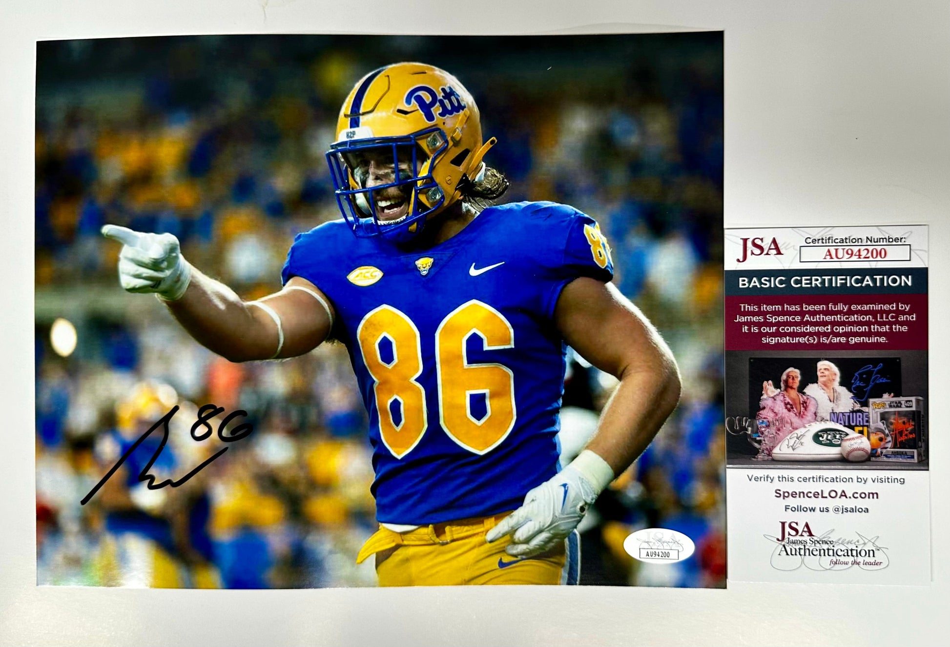 Gavin Bartholomew Signed PITT Pittsburgh Panthers 8x10 Photo With JSA COA