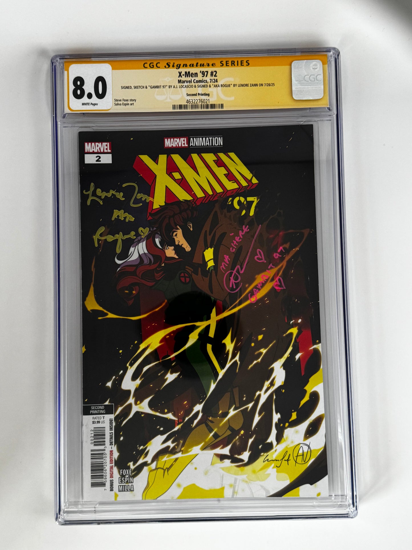 [DOUBLE SIGNED LENORE ZANN | AJ LOCASCIO] X-MEN '97 #2 CGC 8.0 Yellow Label 2nd PTG Steve Espin Var