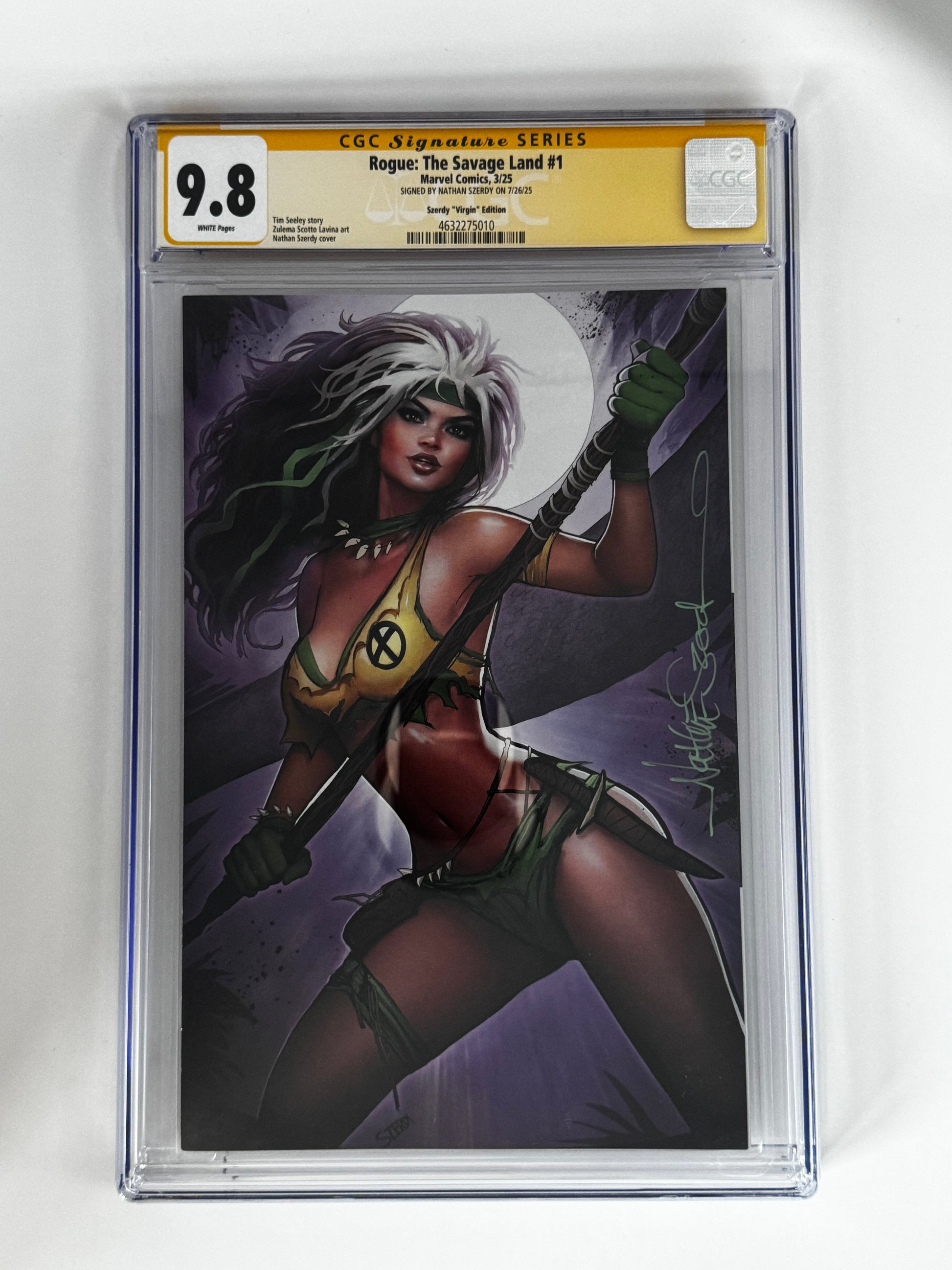[Signed by Nathan Szerdy] Rogue The Savage Land #1 CGC 9.8 Yellow Label Szerdy Exclusive Virgin Var