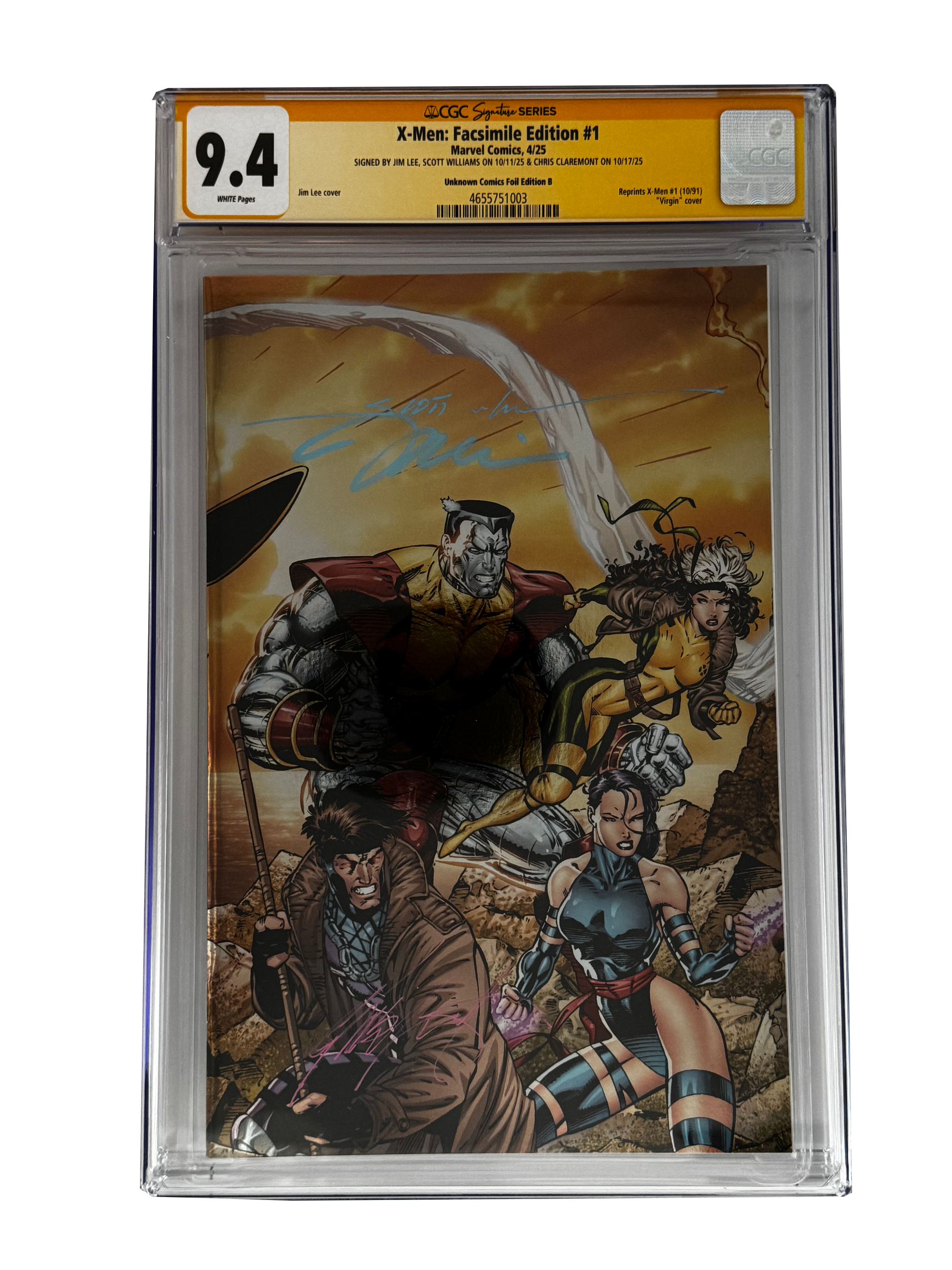[TRIPLE SIGNED CGC YELLOW LABEL 4 PACK FOIL] X-Men 1991 #1 Facsimile Jim Lee | Claremont | Williams Cover Var [Set #3]