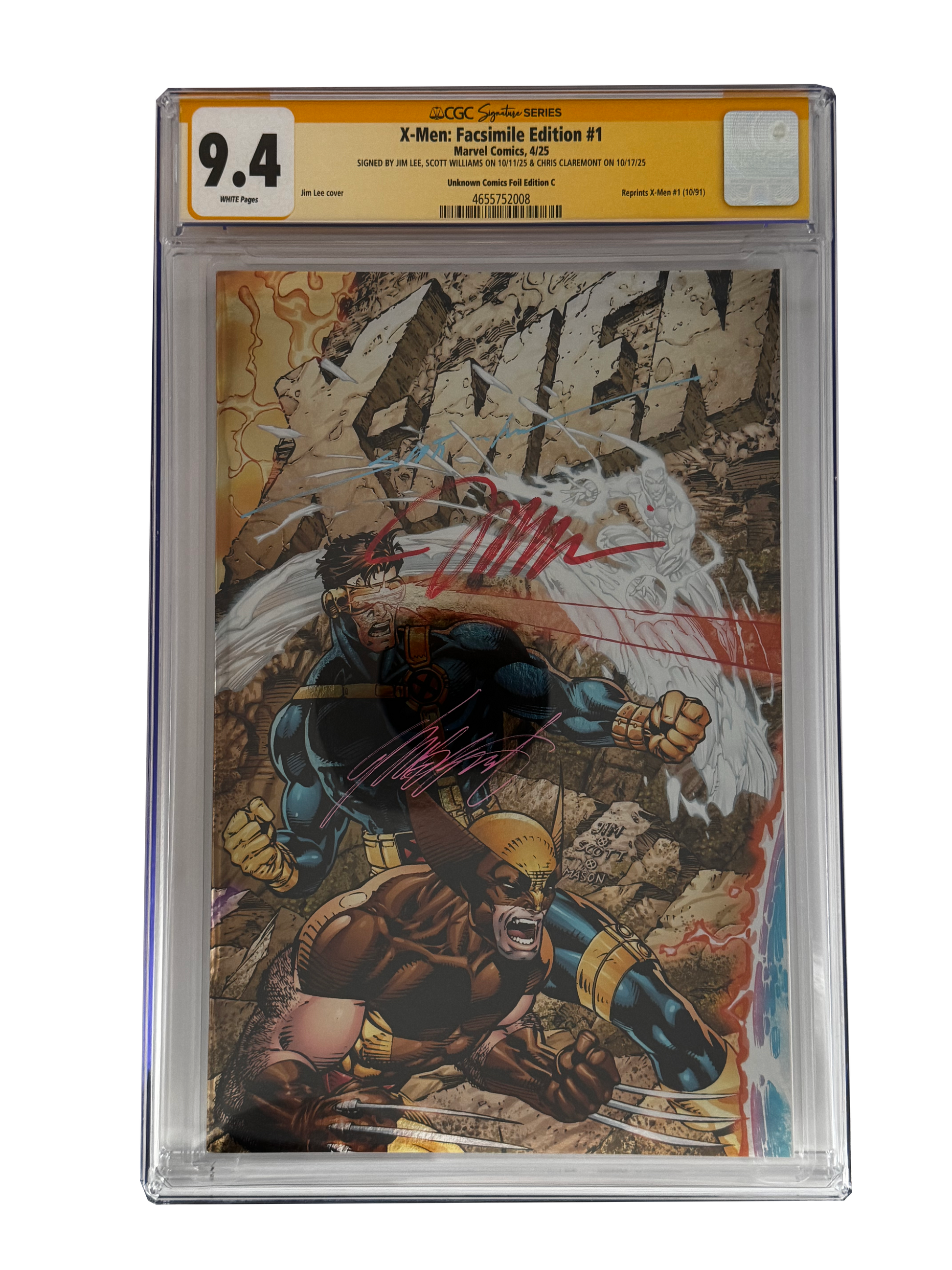 [TRIPLE SIGNED CGC YELLOW LABEL 4 PACK FOIL] X-Men 1991 #1 Facsimile Jim Lee | Claremont | Williams Cover Var [Set #2]