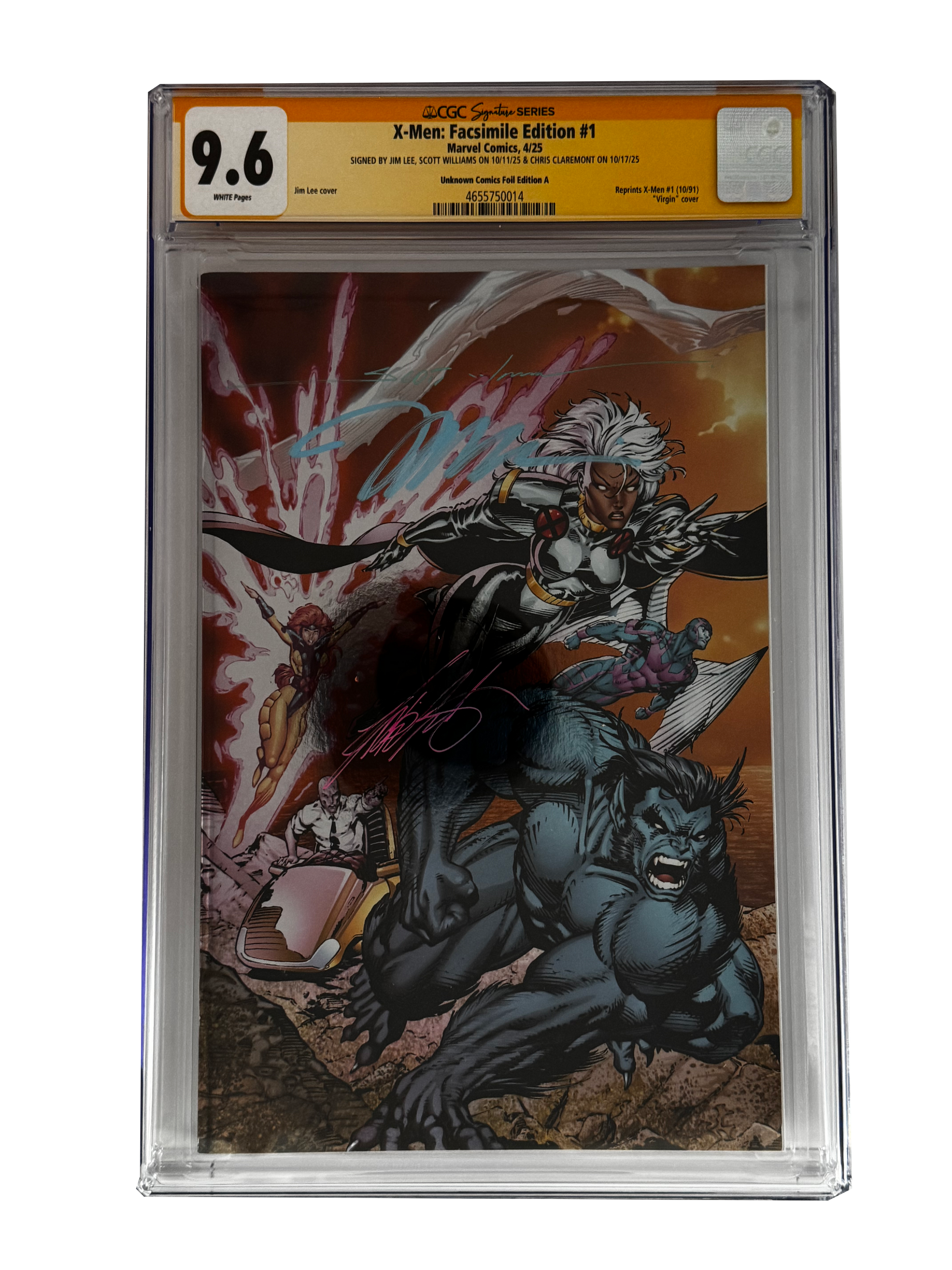 [TRIPLE SIGNED CGC YELLOW LABEL 4 PACK FOIL] X-Men 1991 #1 Facsimile Jim Lee | Claremont | Williams Cover Var [Set #2]