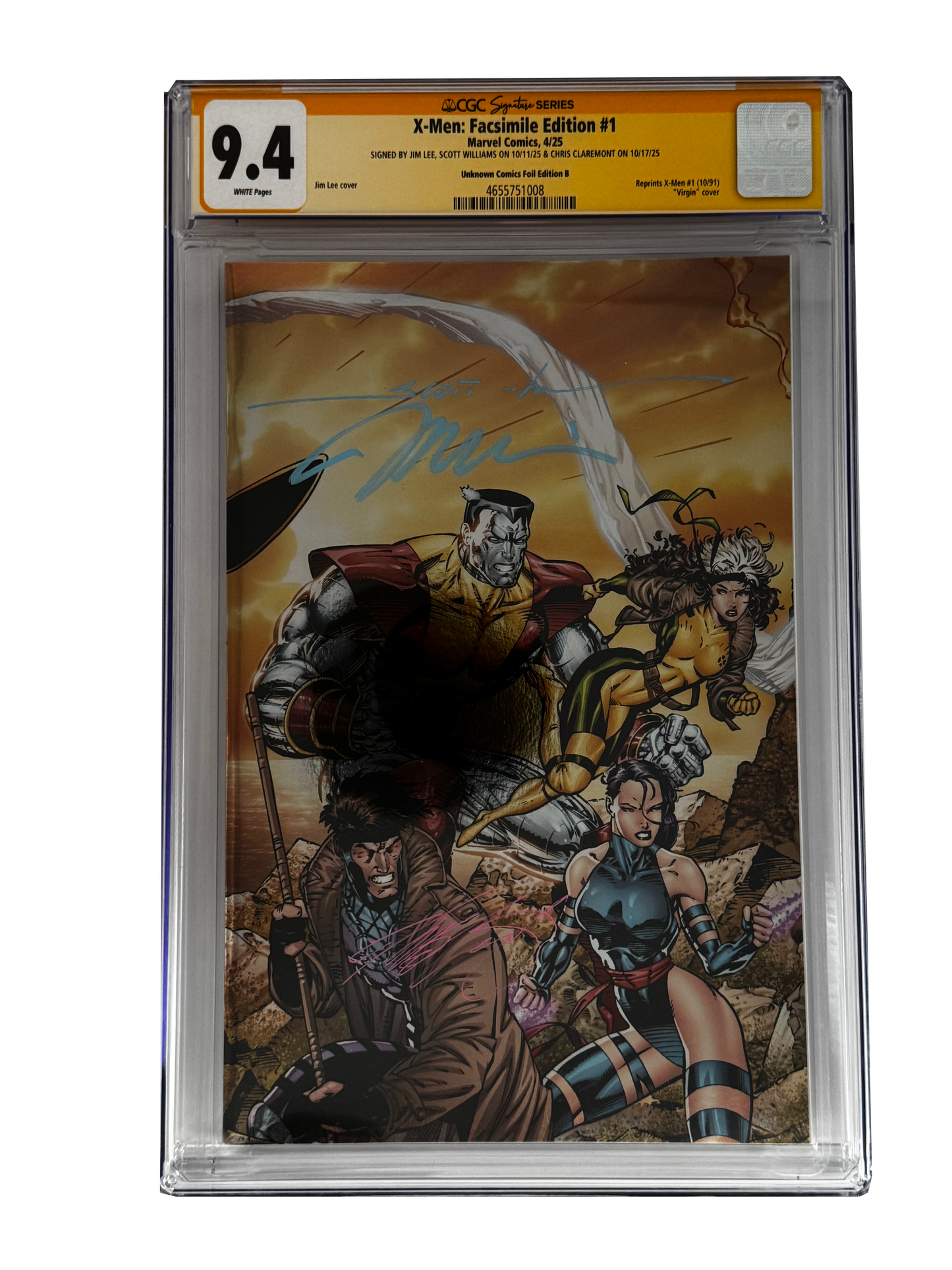 [TRIPLE SIGNED CGC YELLOW LABEL 4 PACK FOIL] X-Men 1991 #1 Facsimile Jim Lee | Claremont | Williams Cover Var [Set #1]