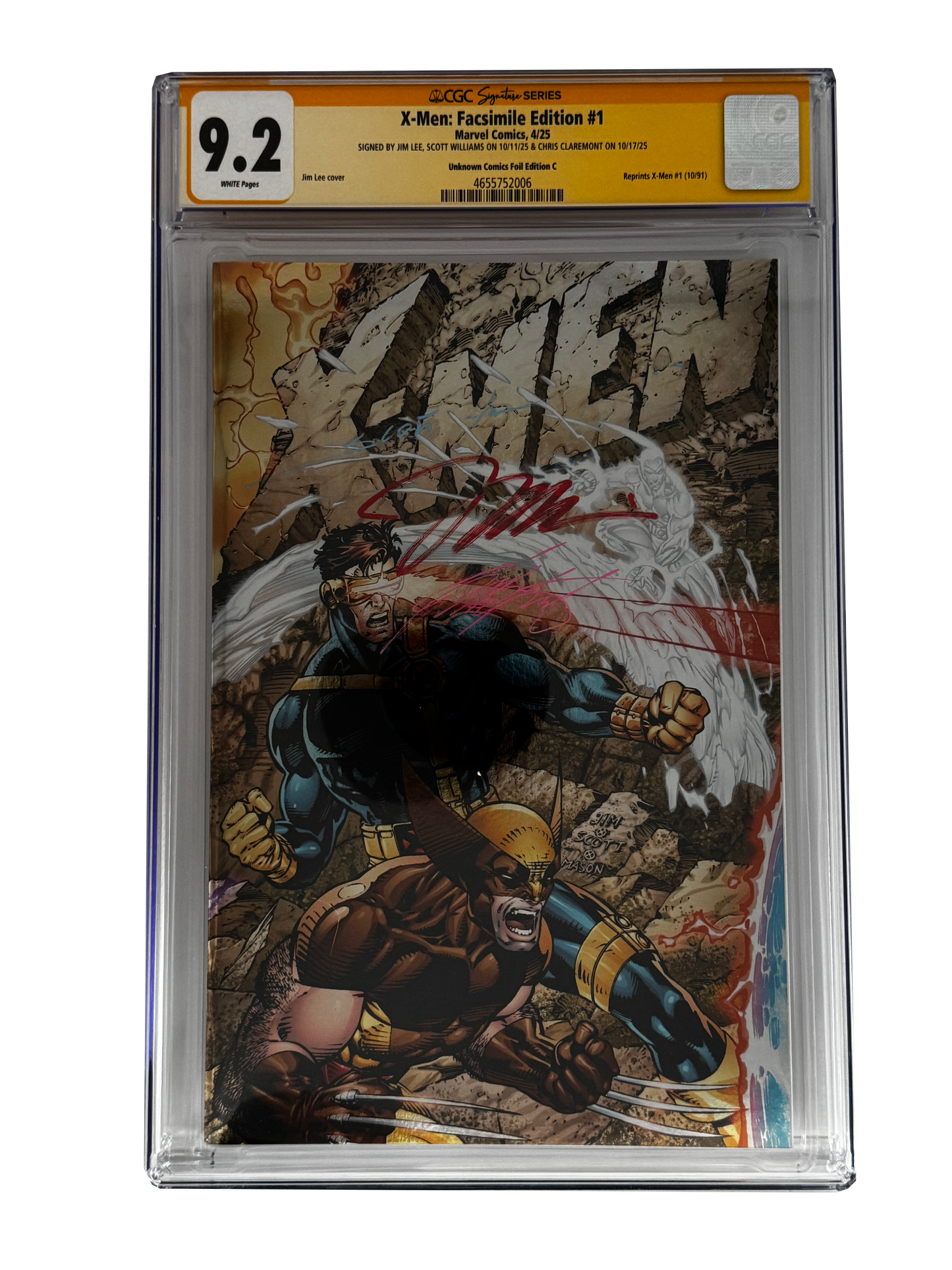 [TRIPLE SIGNED CGC YELLOW LABEL 4 PACK FOIL] X-Men 1991 #1 Facsimile Jim Lee | Claremont | Williams Cover Var [Set #4]
