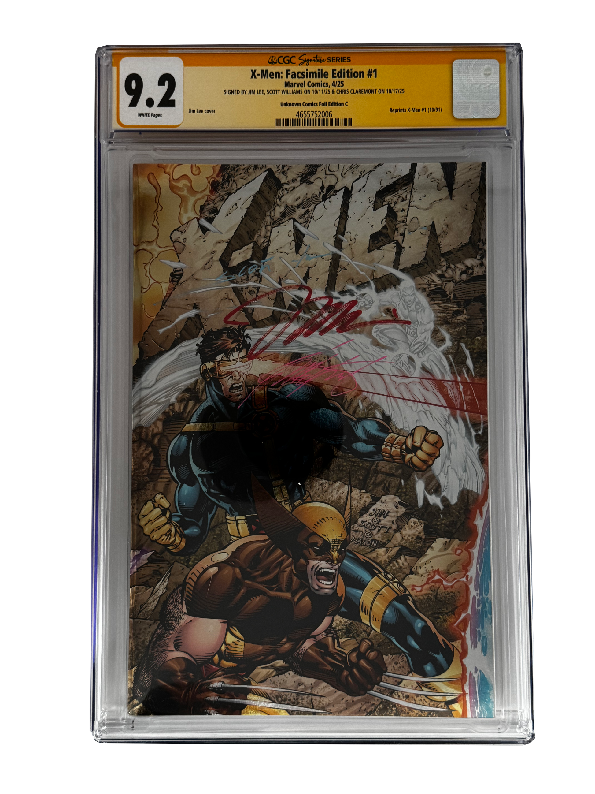 [TRIPLE SIGNED CGC YELLOW LABEL 4 PACK FOIL] X-Men 1991 #1 Facsimile Jim Lee | Claremont | Williams Cover Var [Set #4]