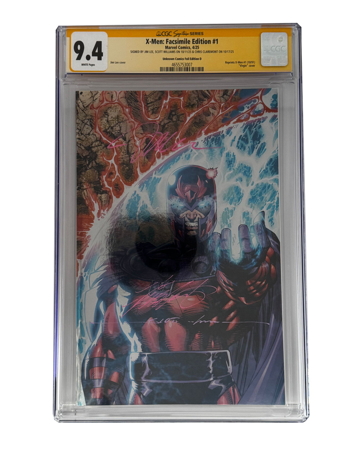 [TRIPLE SIGNED CGC YELLOW LABEL 4 PACK FOIL] X-Men 1991 #1 Facsimile Jim Lee | Claremont | Williams Cover Var [Set #4]
