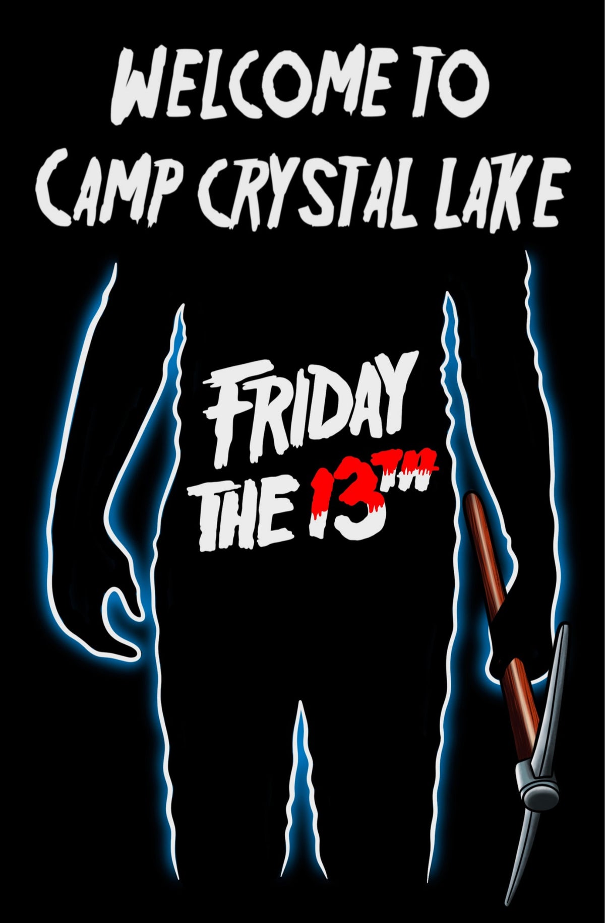 FRIDAY THE 13TH JASON MOVIE POSTER TRIBUTE GLOW IN THE DARK METAL BY SCOTT STRAKA LTD 6 W/COA