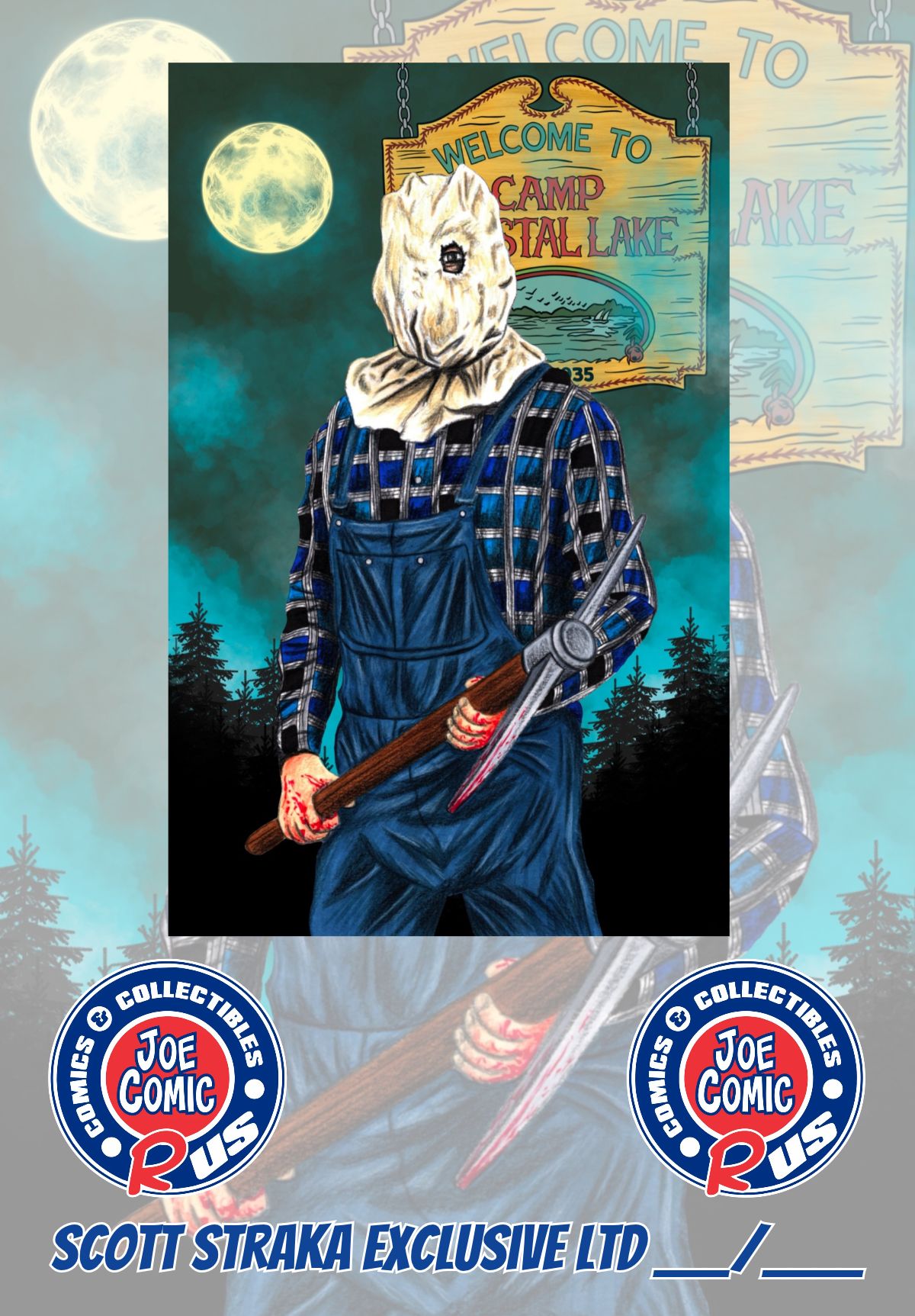 FRIDAY THE 13TH PART 2 JASON TRIBUTE HOLO FOIL BY SCOTT STRAKA LTD 40 W/COA