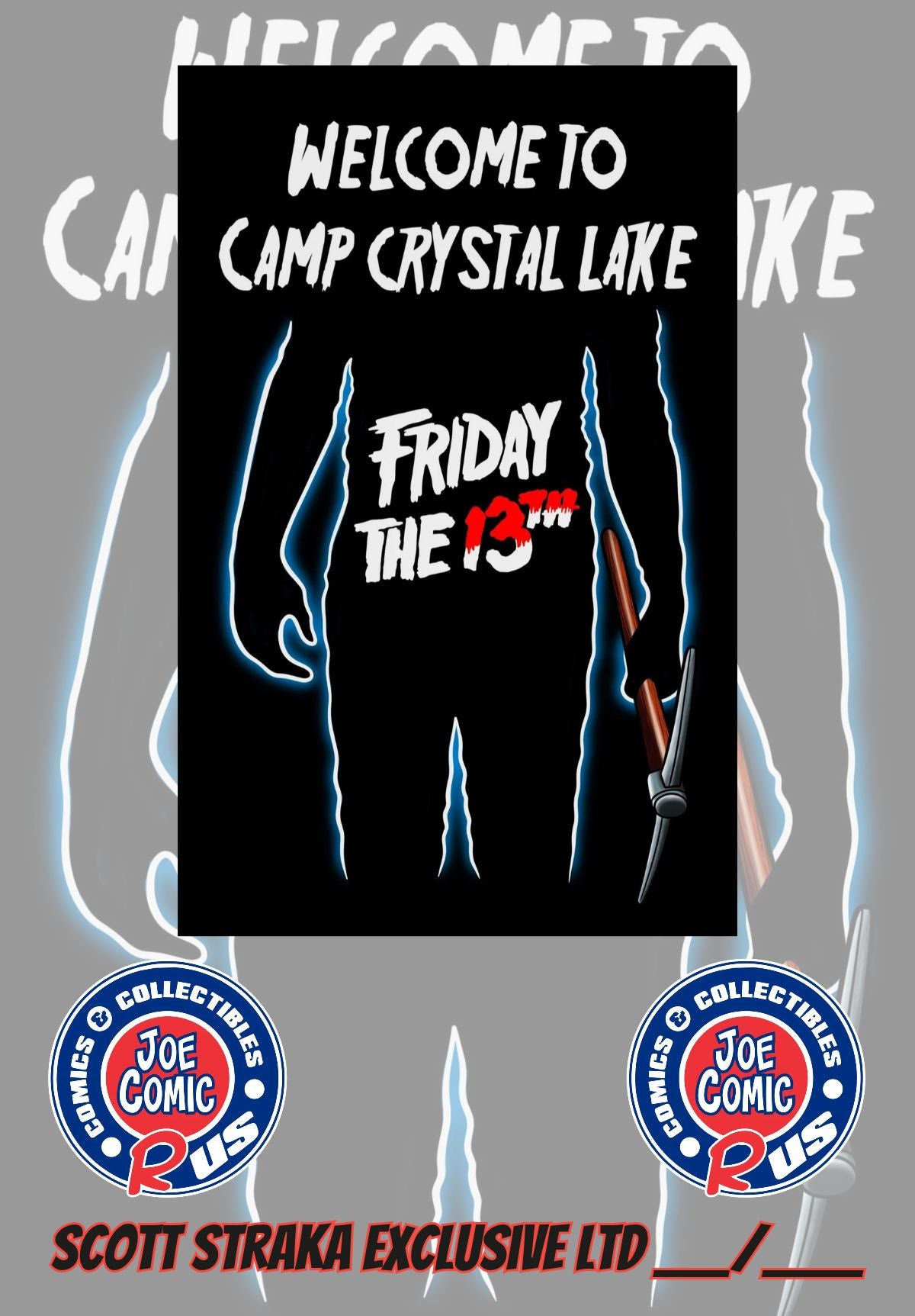 FRIDAY THE 13TH JASON MOVIE POSTER TRIBUTE GLOW IN THE DARK METAL BY SCOTT STRAKA LTD 6 W/COA