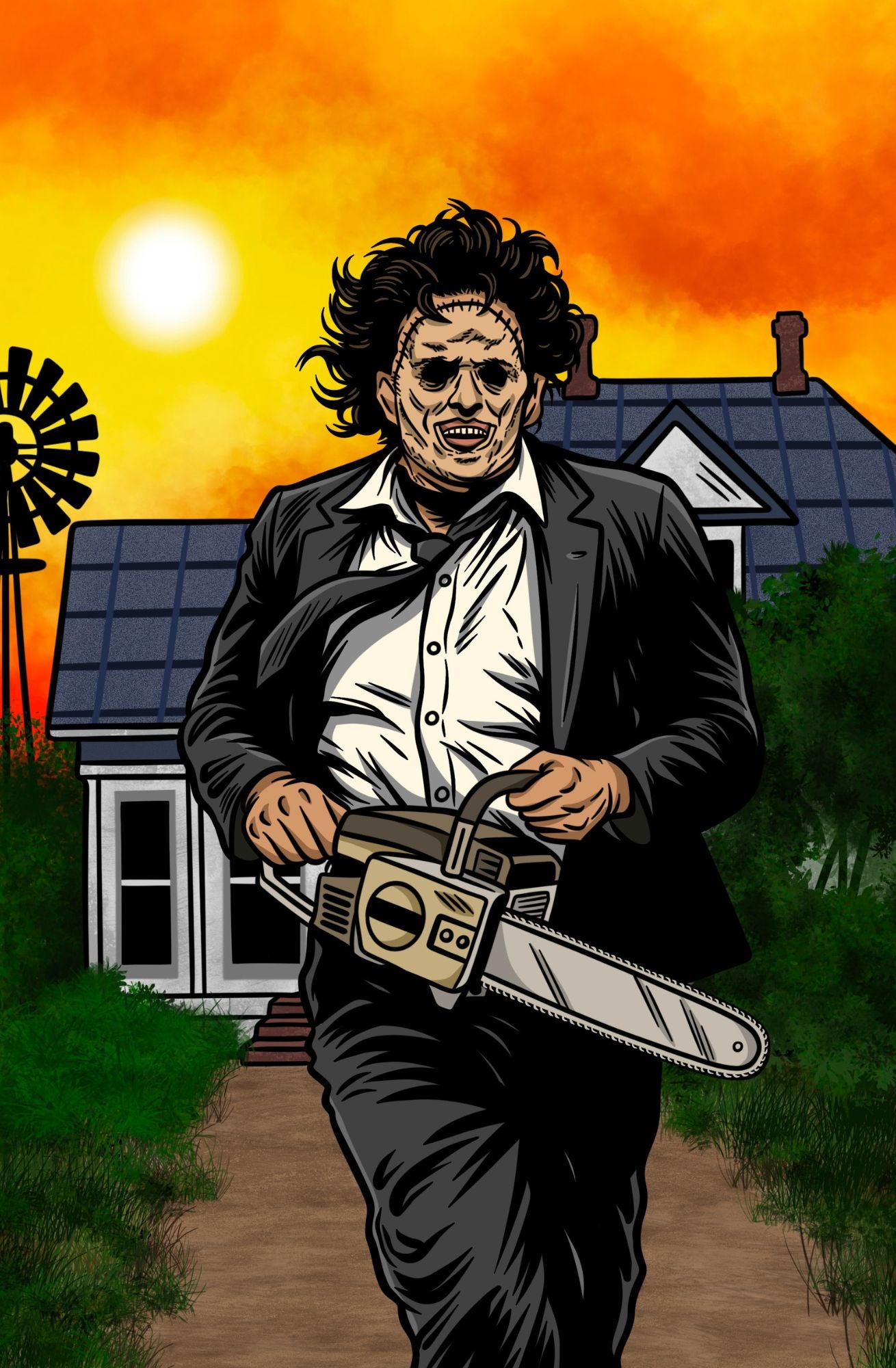LEATHERFACE TRIBUTE GOLD HOLOFOIL BY SCOTT STRAKA LTD 30 W/COA