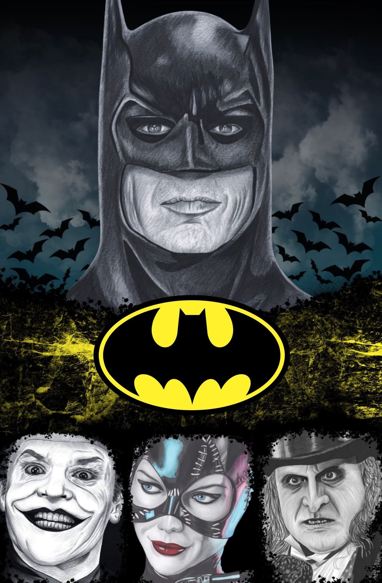 MICHAEL KEATON BATMAN COLLAGE FOIL BY SCOTT STRAKA LTD 25 W/COA