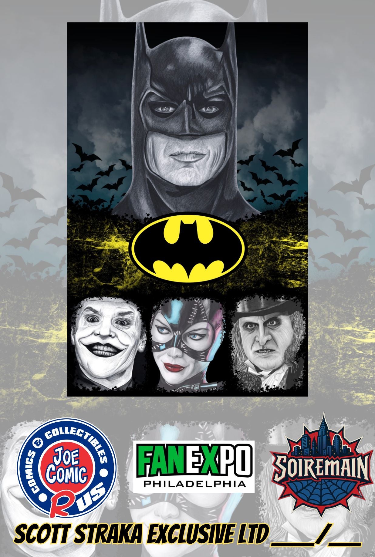 MICHAEL KEATON BATMAN COLLAGE EMBOSSED BY SCOTT STRAKA LTD 50 W/COA