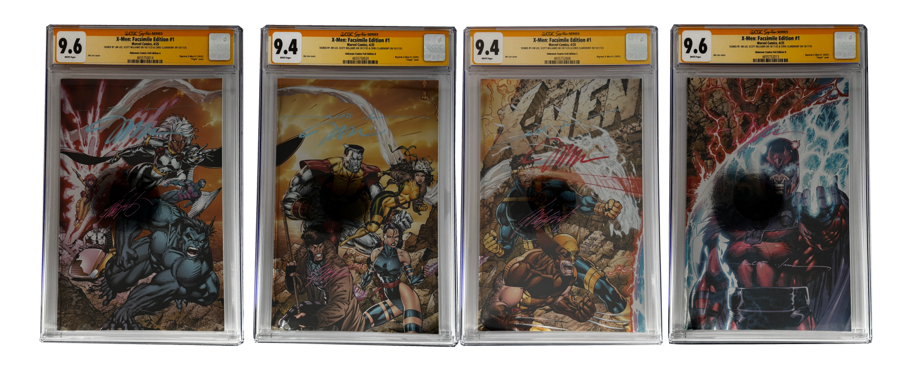 [TRIPLE SIGNED CGC YELLOW LABEL 4 PACK FOIL] X-Men 1991 #1 Facsimile Jim Lee | Claremont | Williams Cover Var [Set #2]