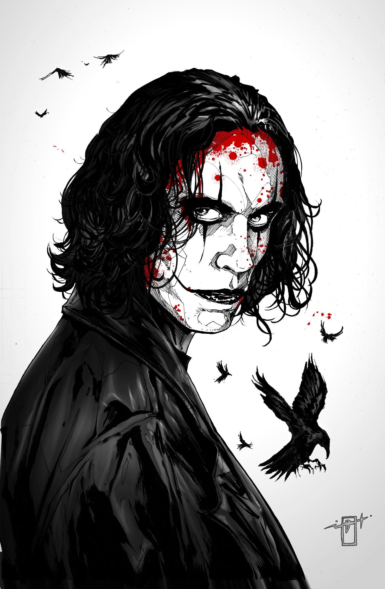 CROW EMBOSSED COLOR SPLASH METAL BY JONATAH URIBE LTD 10 W/COA