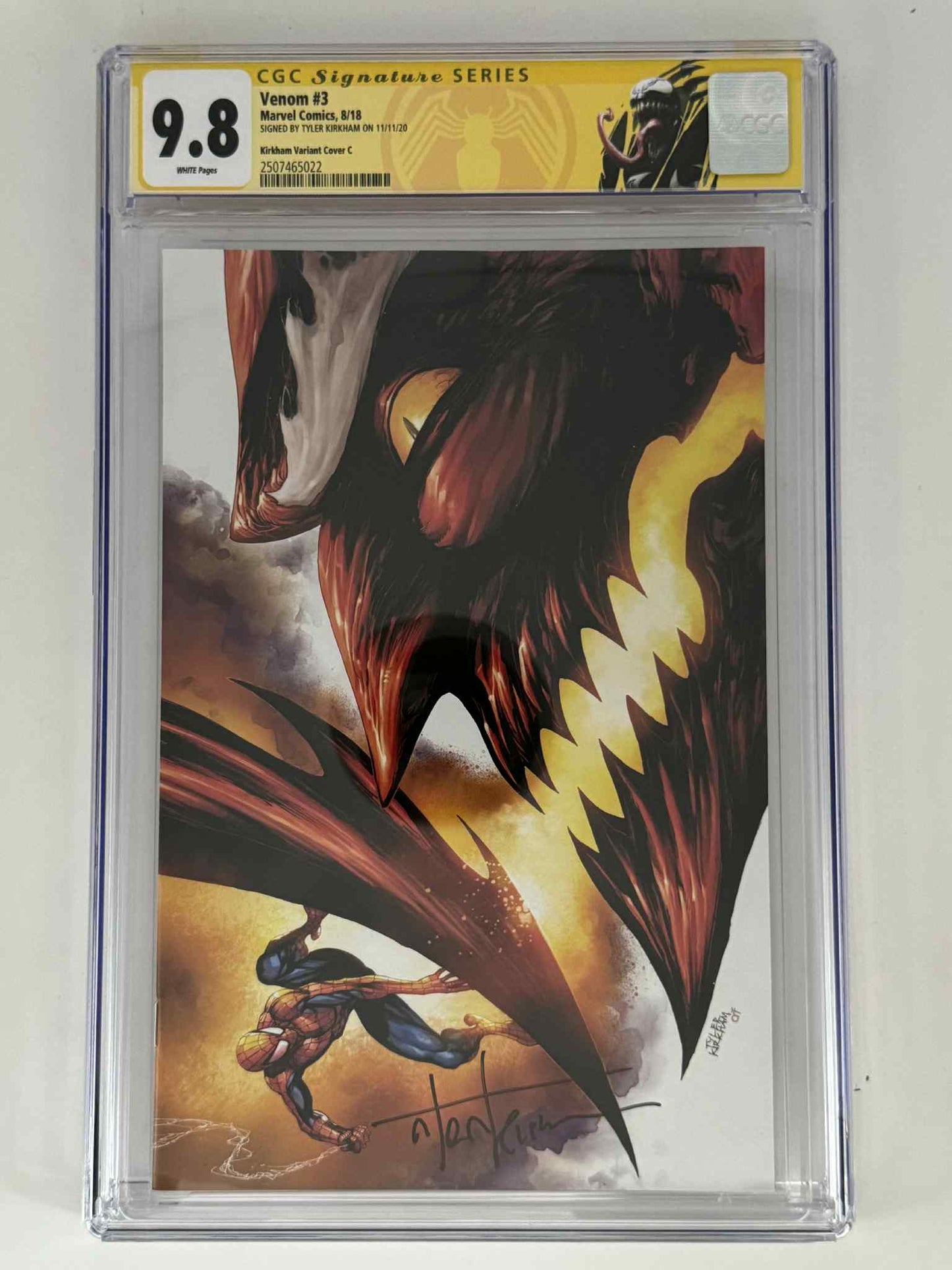 [Signed by Tyler Kirkham] Venom #3 CGC 9.8 Yellow Label Exclusive Virgin Var