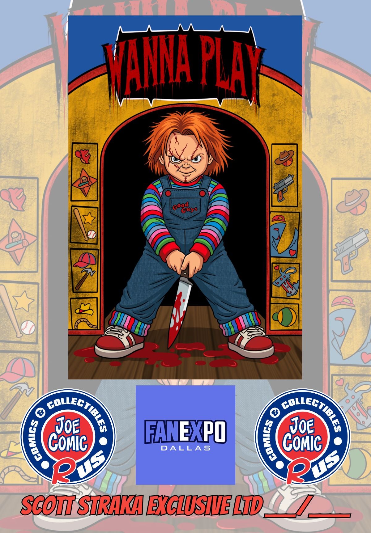 CHUCKY TRIBUTE BATMAN WANNA PLAY LAVA FOIL BY SCOTT STRAKA LTD 15 W/COA