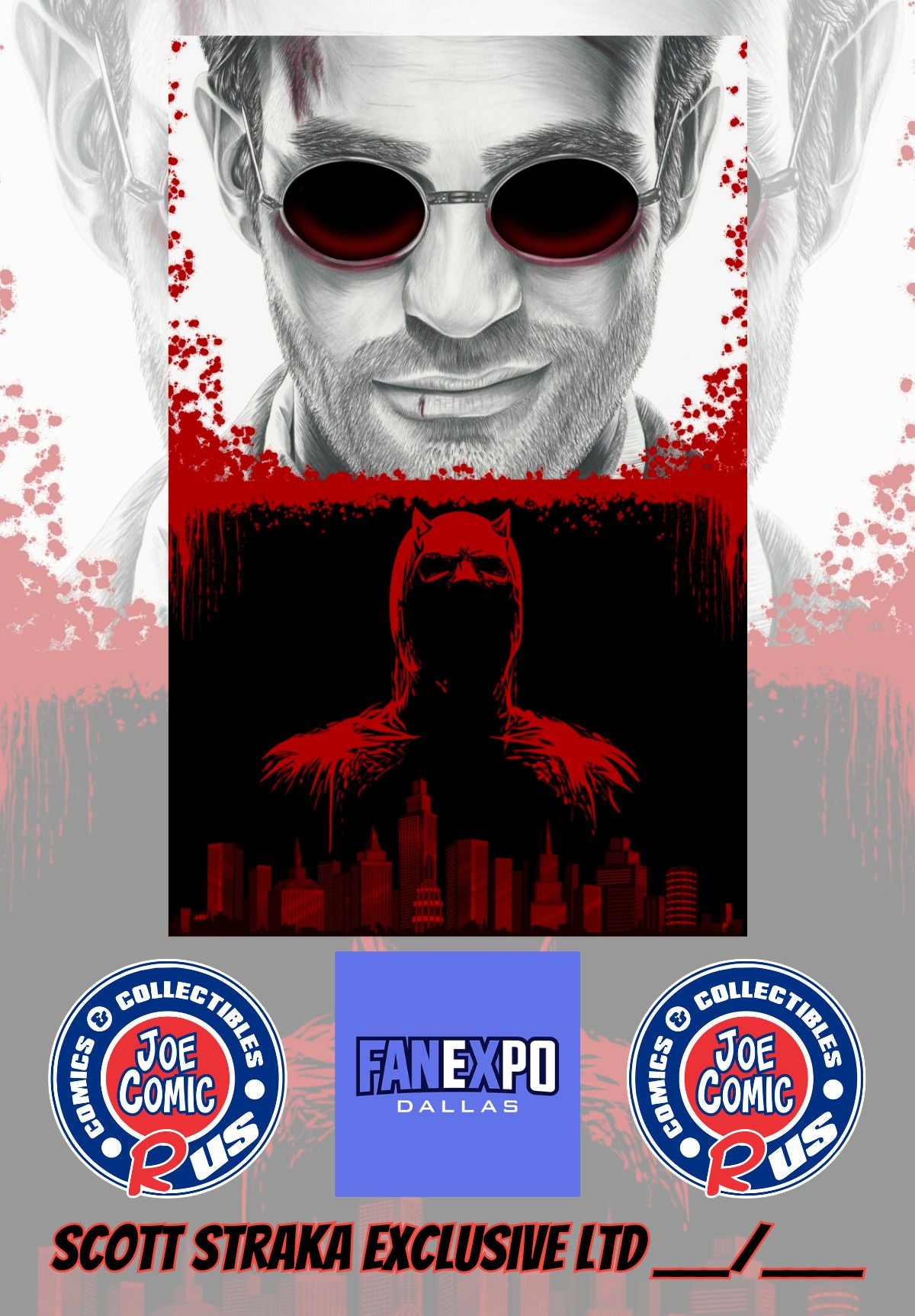 CHARLIE COX TRIBUTE DAREDEVIL HOLOFOIL BY SCOTT STRAKA LTD 25 W/COA
