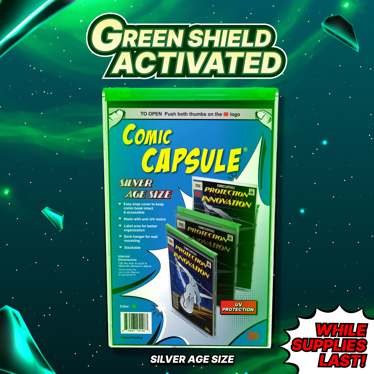 Green SILVER Age Size ComicCapsule
