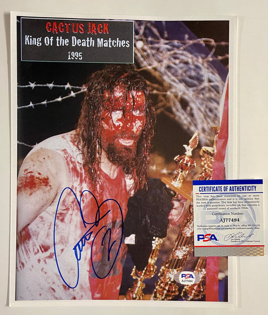 Cactus Jack Aka Mick Foley Signed WWE WWF Wrestling 8.5x11 Photo With PSA/DNA COA