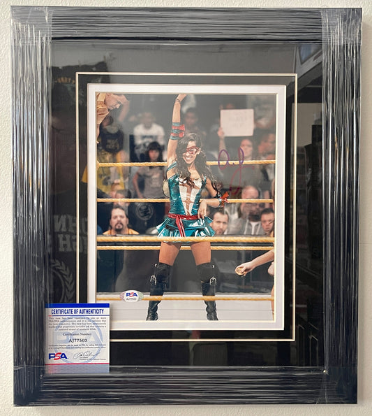 AJ Lee Signed & Framed WWE Wrestling Womens Champion Diva 8X10 With PSA/DNA COA