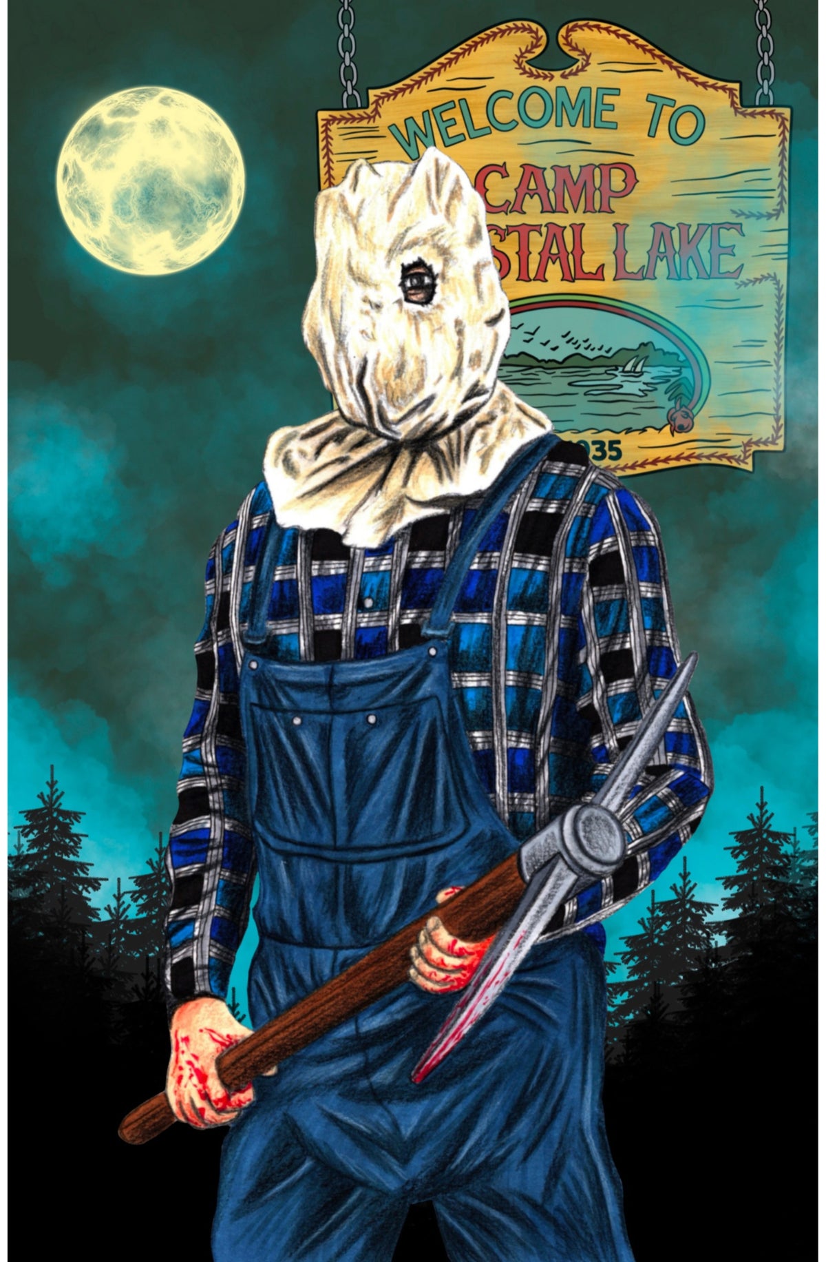FRIDAY THE 13TH PART 2 JASON TRIBUTE HOLO FOIL BY SCOTT STRAKA LTD 40 W/COA