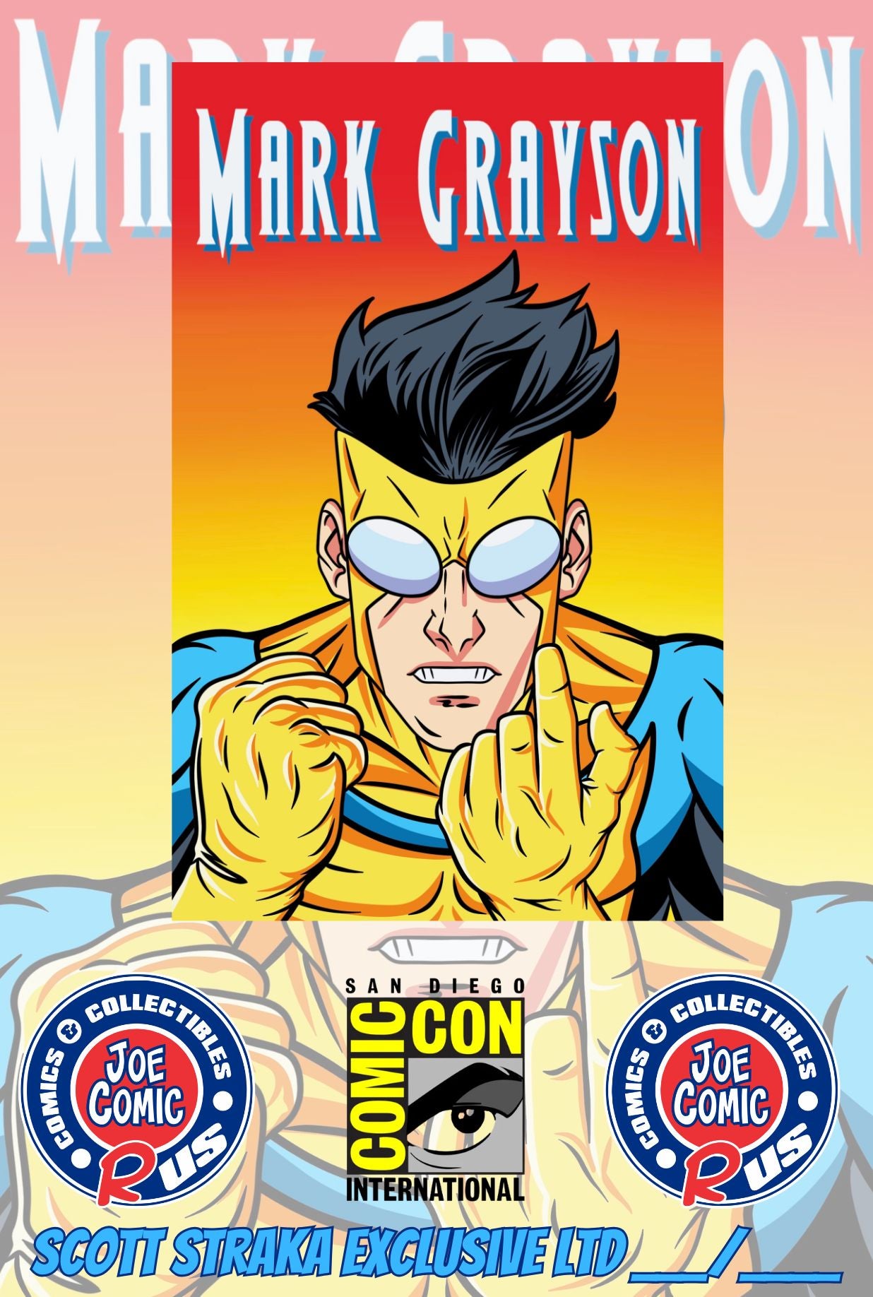 MARK GRAYSON  TRIBUTE INVINCIBLE FOIL  BY SCOTT STRAKA  LTD 20 W/COA (Copy) (Copy)