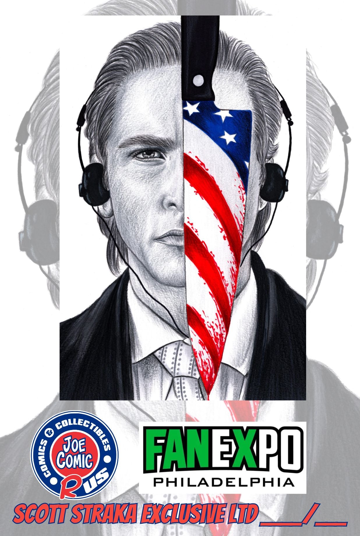 CHRISTIAN BALE AMERICAN PSYCHO COLOR SPLASH EMBOSSED LTD 40 W/COA