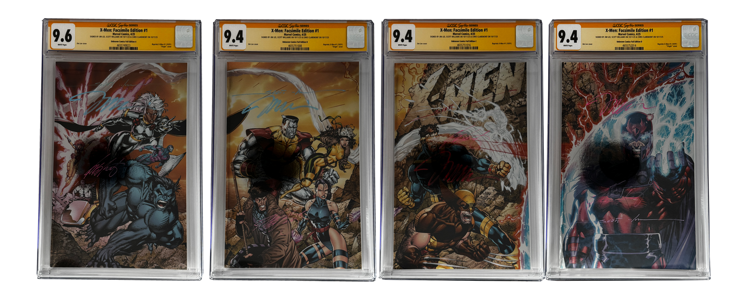 [TRIPLE SIGNED CGC YELLOW LABEL 4 PACK FOIL] X-Men 1991 #1 Facsimile Jim Lee | Claremont | Williams Cover Var [Set #1]